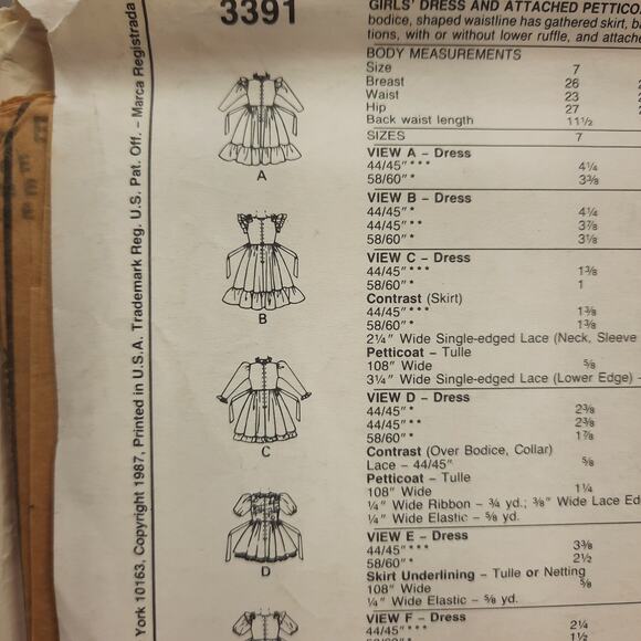 McCall's Sewing Pattern 3391 Fashion Basics for Kids Girl's Dresses Size 7 - Picture 4 of 7